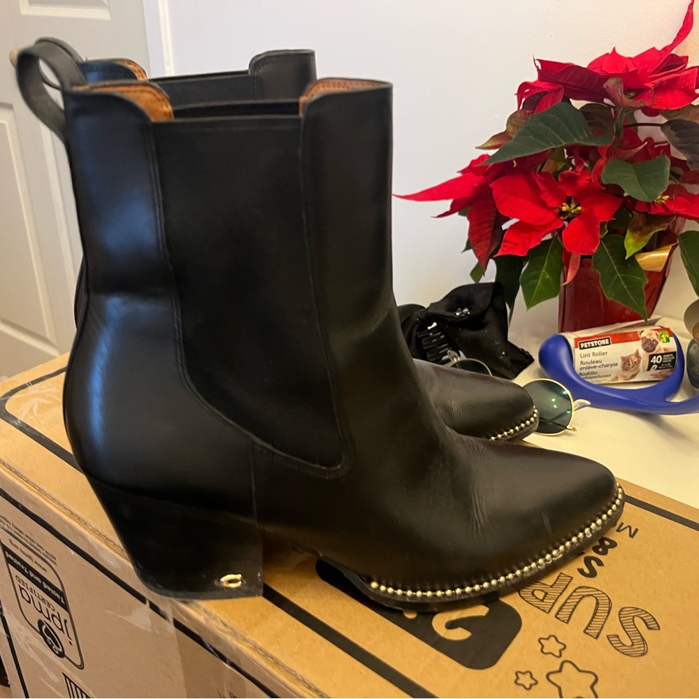 Coach Black Leather Ankle Boots